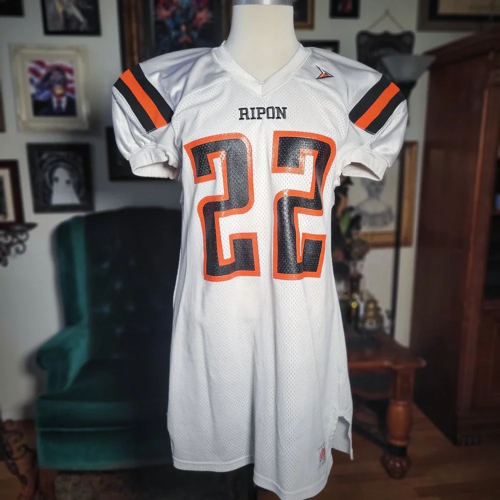 Ripon Athletic Football Jersey Vintage 80s White Orange Black‎ Number 22 USA XL